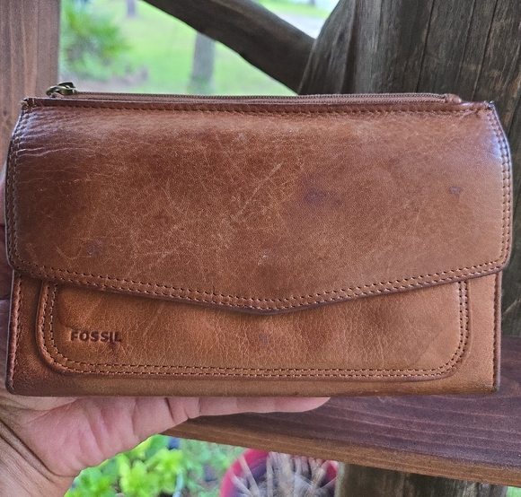 Fossil Vintage Cognac Brown Leather Multi-compartment Wallet - Picture 1 of 17